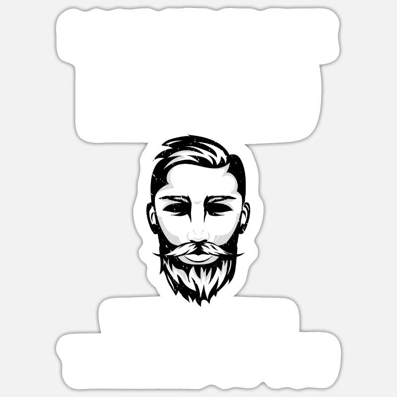 Giftidea Beard Men - Sticker Größe S (10 x 10 cm) - Mattweiß