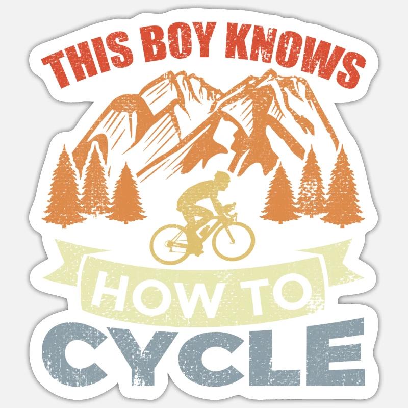Garçon de bicyclette - Sticker taille S (10 x 10 cm) - blanc mat