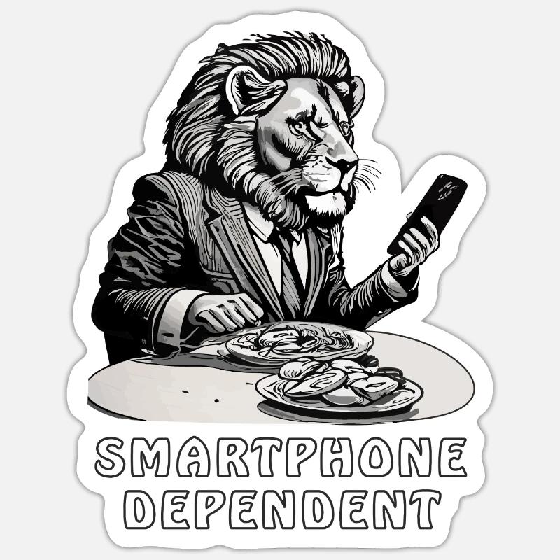 LEOWE DÉPENDANT DU SMARTPHONE - Sticker taille S (10 x 10 cm) - blanc mat