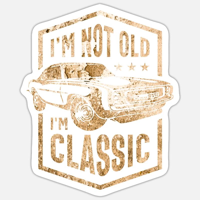 Ich bin nicht alt, ich bin ein klassischer lustiger Auto-Oldtimer Sticker Größe S (10 x 10 cm)