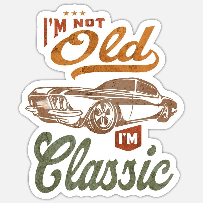 Ich bin nicht alt, ich bin ein klassisches lustiges Auto - Sticker Größe S (10 x 10 cm) - Mattweiß