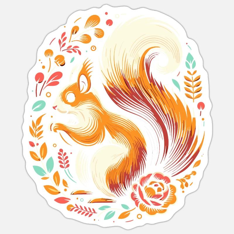 Ecureuil - Sticker taille S (10 x 10 cm) - blanc mat