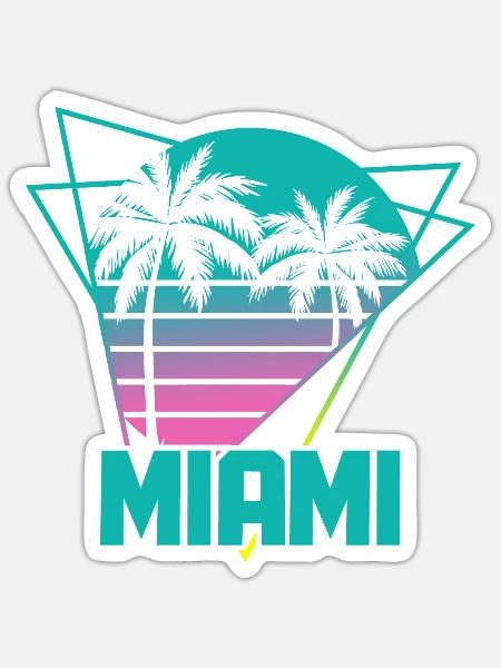 Miami Beach Florida USA Retro Vintage - Sticker Größe S (10 x 10 cm) - Mattweiß