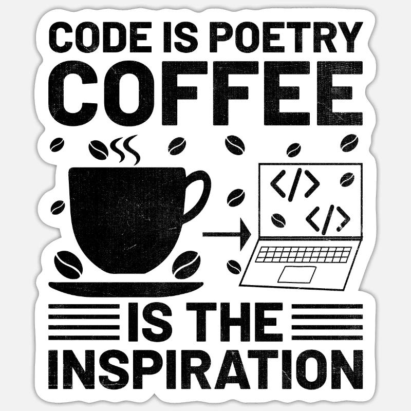 Café Codage Programmeur Codeur Développeur Nerd Coff Sticker taille S (10 x 10 cm)