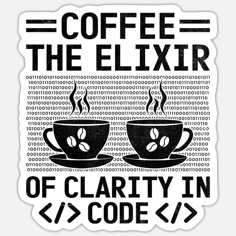 Café Codage Programmeur Codeur Développeur Nerd Coff Sticker taille S (10 x 10 cm)
