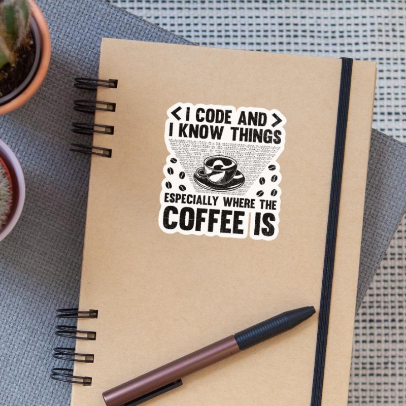 Kaffee-Codierung Programmierer Programmierer Entwickler Nerd Coff Sticker Größe S (10 x 10 cm)