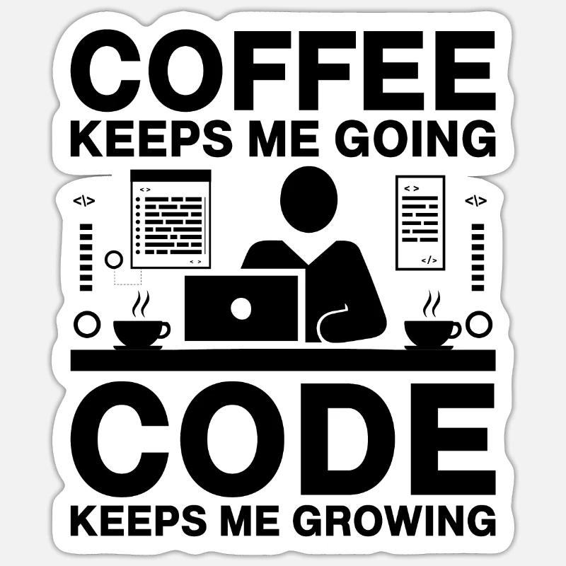 Café Codage Programmeur Codeur Développeur Nerd Coff Sticker taille S (10 x 10 cm)