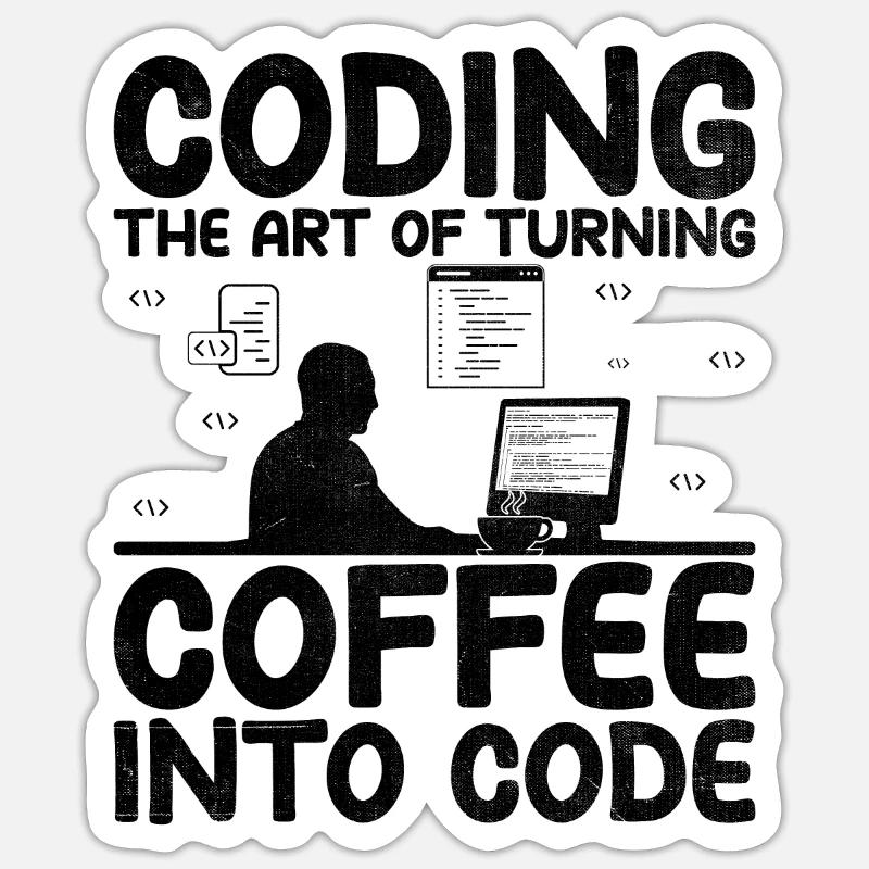 Café Codage Programmeur Codeur Développeur Nerd Coff Sticker taille S (10 x 10 cm)