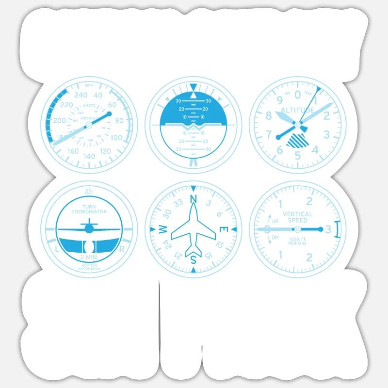 Funny Pilot Six Pack Aviation Flight Simulation Sticker size S (10 x 10 cm)