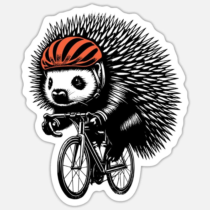 Radfahrender Igel Sticker Größe S (10 x 10 cm)