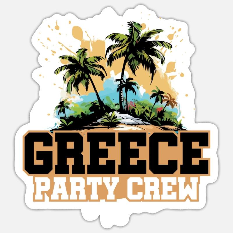 Grèce Party Crew Vacances - Sticker taille S (10 x 10 cm) - blanc mat