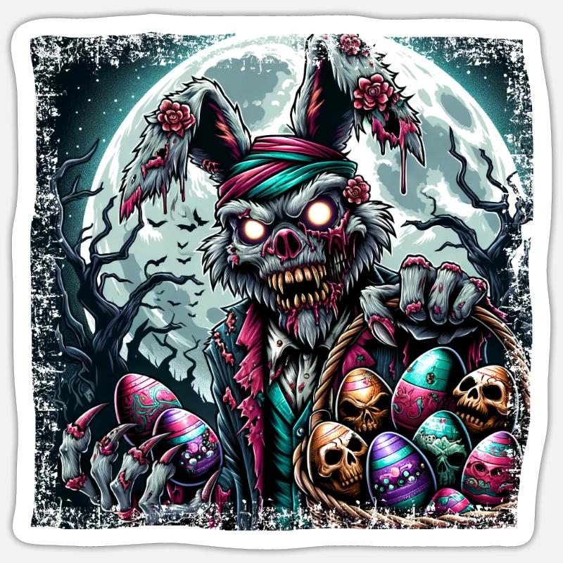 Easter Easter Bunny Zombie Horror Grunge - Sticker size S (10 x 10 cm) - white matte