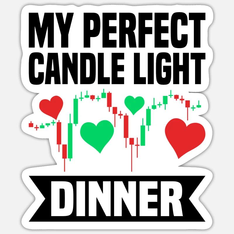 Perfect Candle Light Dinner Trader - Sticker Größe S (10 x 10 cm) - Mattweiß