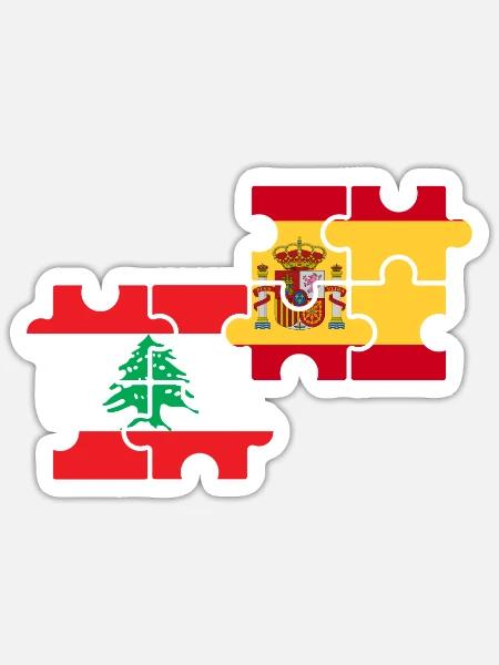 Libanon Spanien Flagge Spanisch Libanese - Sticker Größe S (10 x 10 cm) - Mattweiß