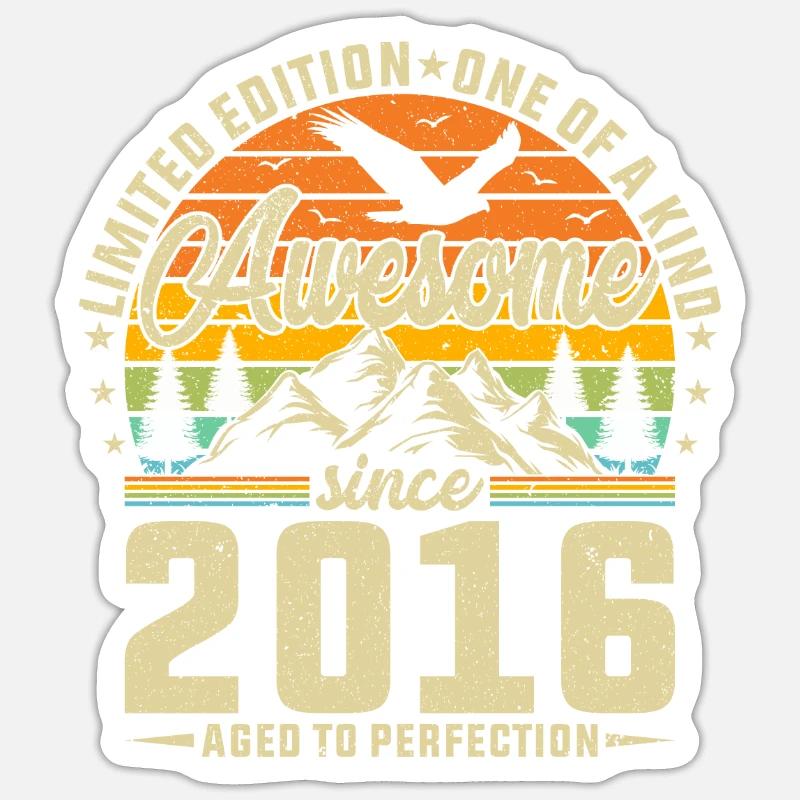 Design rétro vintage créatif 2016 Sticker taille S (10 x 10 cm)