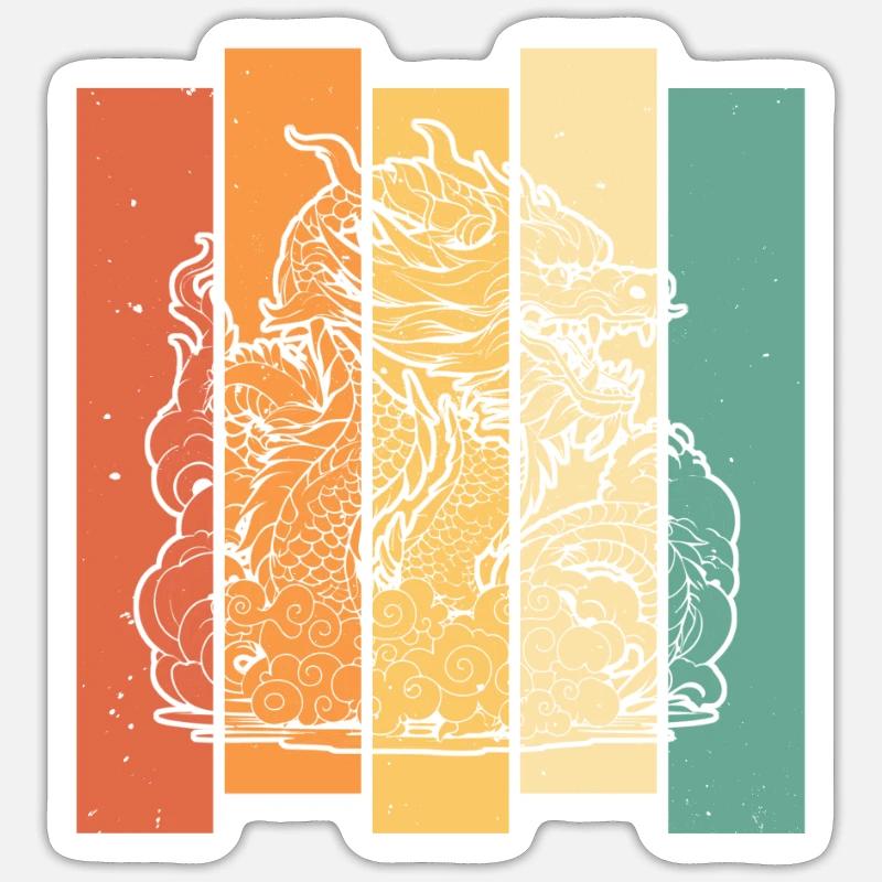 Année du Dragon 2024 - Sticker taille S (10 x 10 cm) - blanc mat
