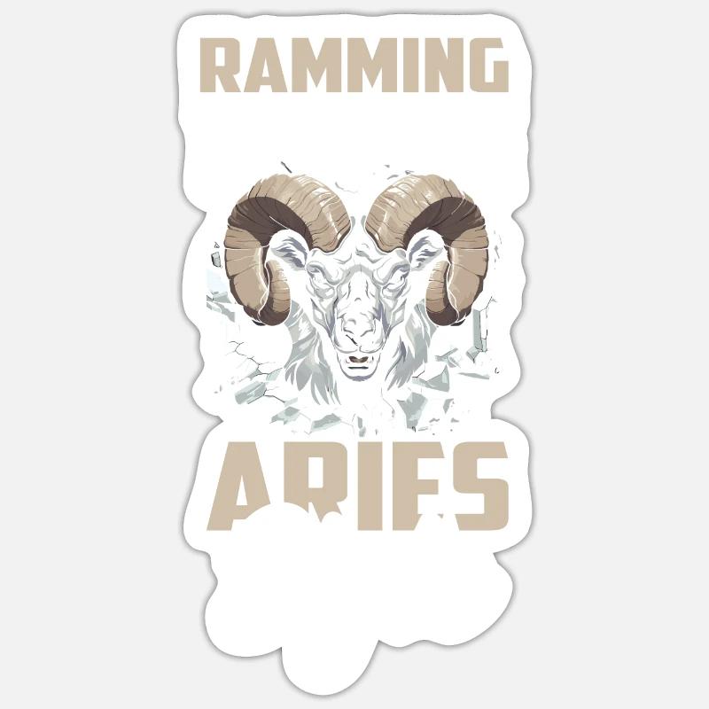 Bélier - Sticker taille S (10 x 10 cm) - blanc mat