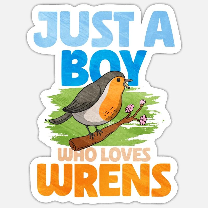 Troglodyte oiseau - Sticker taille S (10 x 10 cm) - blanc mat