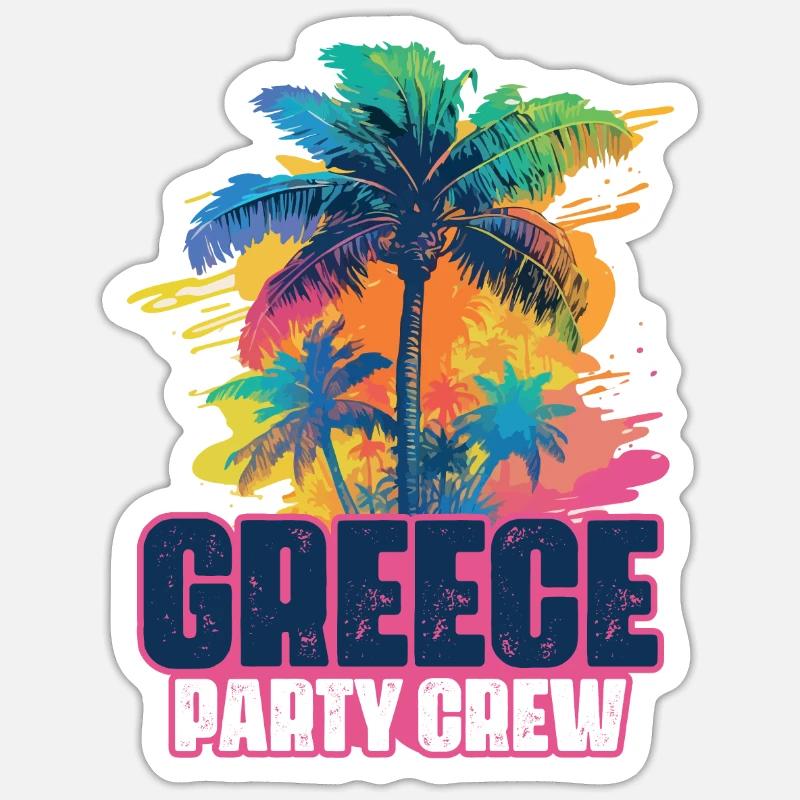Grèce Party Crew Vacances - Sticker taille S (10 x 10 cm) - blanc mat