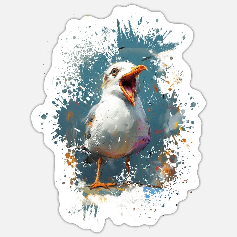 Kreischende Möwe Sticker Größe S (10 x 10 cm)
