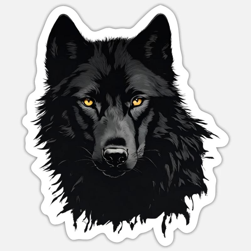 Schwarzer Wolf - Sticker Größe S (10 x 10 cm) - Mattweiß