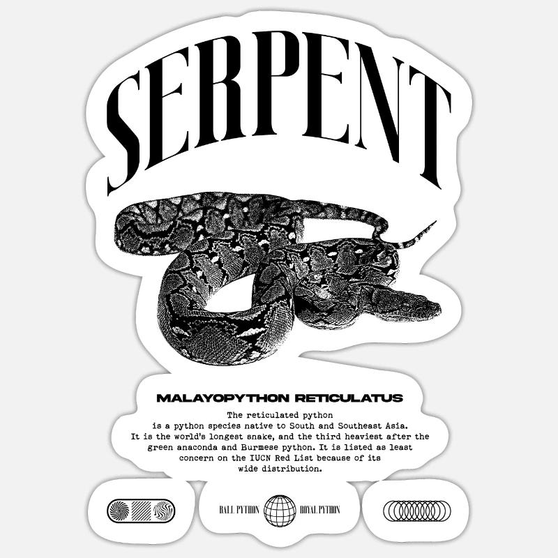 Python réticulé Reptile Keeper Streetwear Sticker taille S (10 x 10 cm)