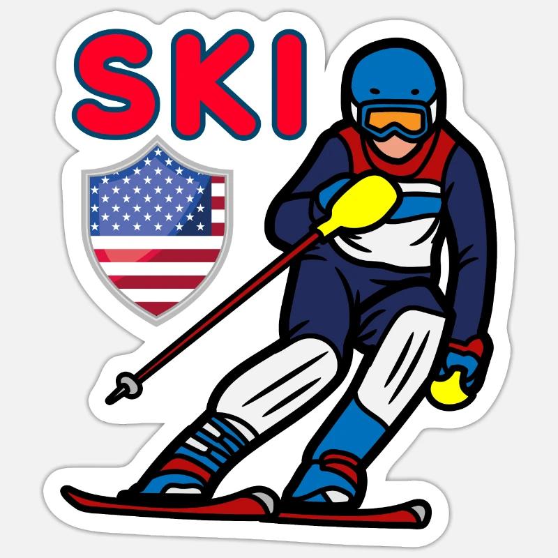 Ski - Sticker taille S (10 x 10 cm) - blanc mat
