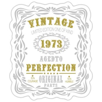 Vintage Birthday Party 1973 Original Parts 51th - Sticker taille S (10 x 10 cm) - blanc mat - Devant