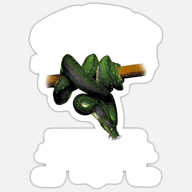 Green Tree Python Modern Reptile Keeper Streetwear Sticker size S (10 x 10 cm)