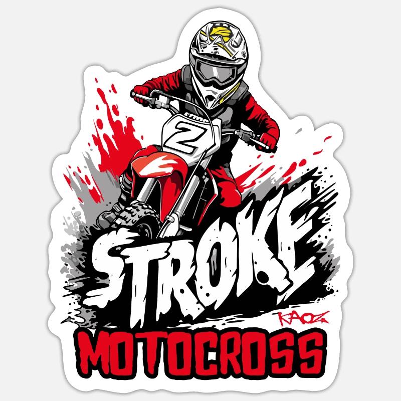 Motocross 2 temps - Sticker taille S (10 x 10 cm) - blanc mat