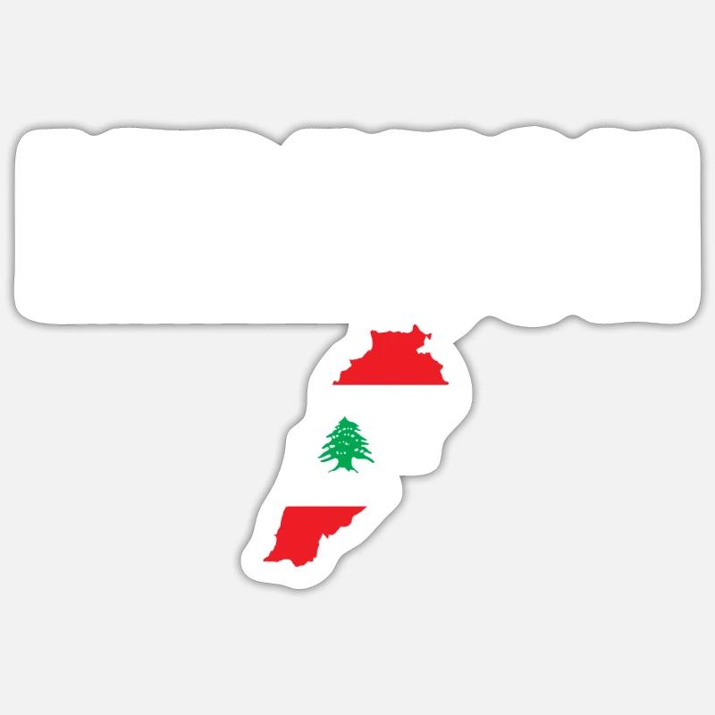Carte du Liban Drapeau Libanais Libanais - Sticker taille S (10 x 10 cm) - blanc mat