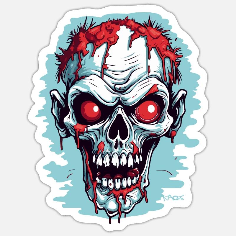 Another zombie skull - Sticker size S (10 x 10 cm) - white matte