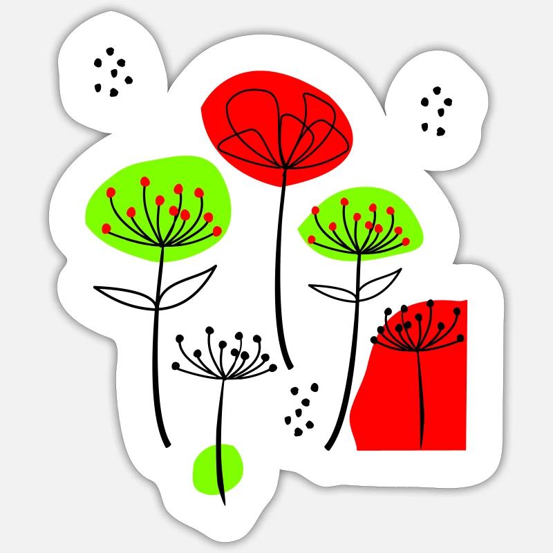Fantaisie de fleurs - Sticker taille S (10 x 10 cm) - blanc mat