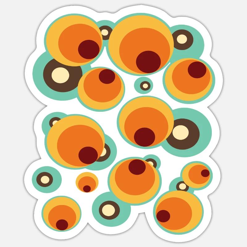 Vintage Mid Century Dot Circle Pattern Sticker size S (10 x 10 cm)