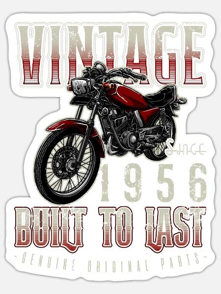 Vintage Motorrad Biker Motorrad Geburtstag 1956 - Sticker Größe S (10 x 10 cm) - Mattweiß