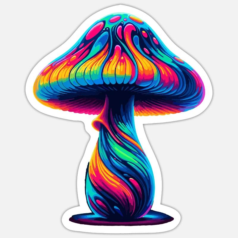 Champignon - Sticker taille S (10 x 10 cm) - blanc mat