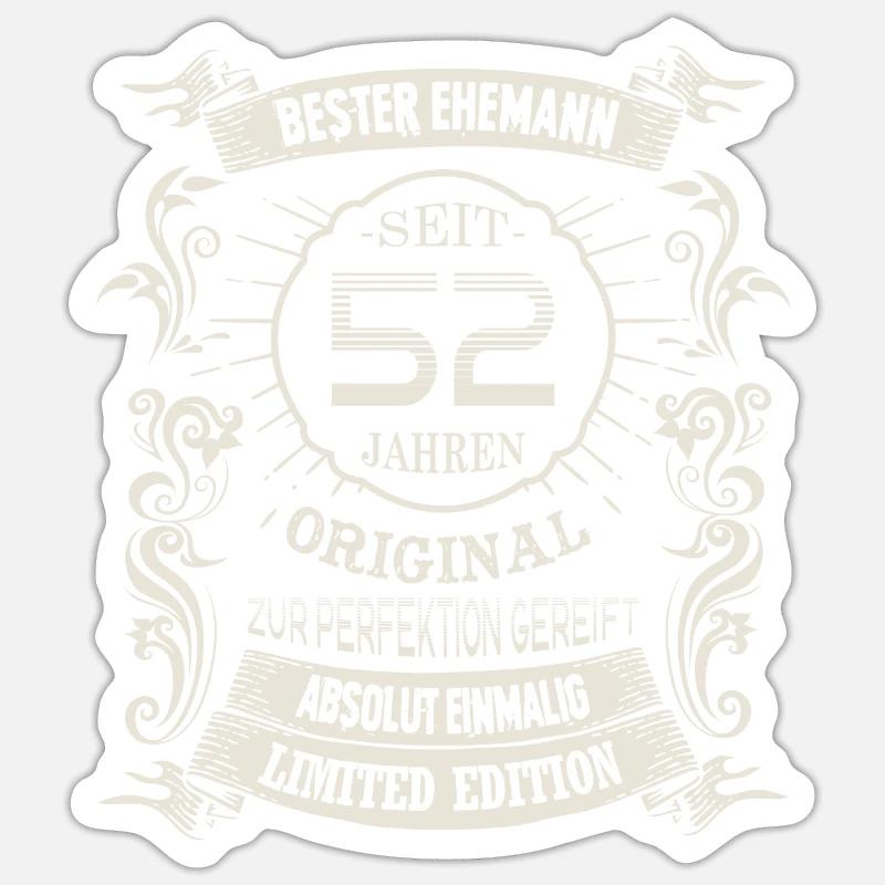52 Hochzeitstag Seit 52 Jahren Topashochzeit Ehe - Sticker Größe S (10 x 10 cm) - Mattweiß