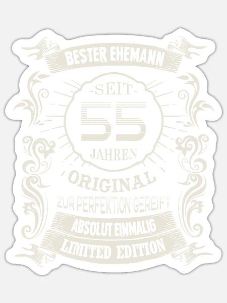 55 Hochzeitstag EheSeit 55 Jahren Platinhochzeit - Sticker Größe S (10 x 10 cm) - Mattweiß