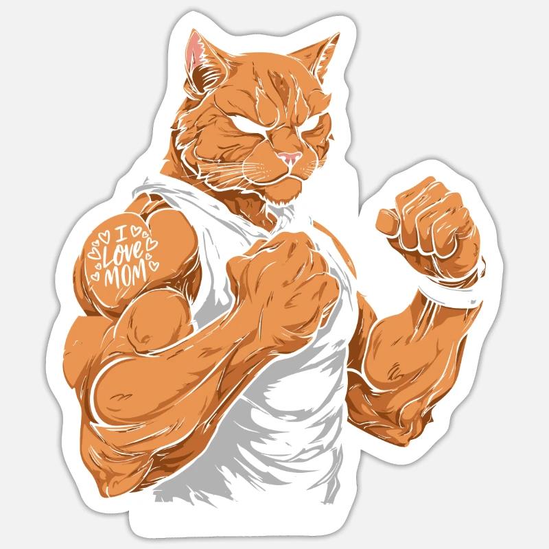 Chat que j’aime maman - Sticker taille S (10 x 10 cm) - blanc mat