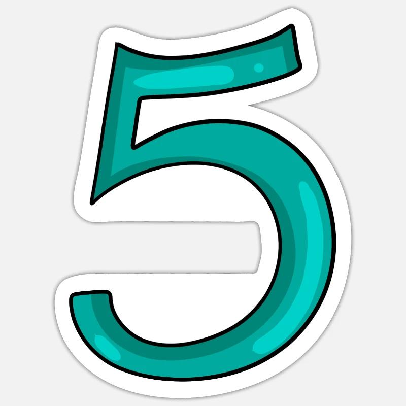 5 - Five - Sticker size S (10 x 10 cm) - white matte