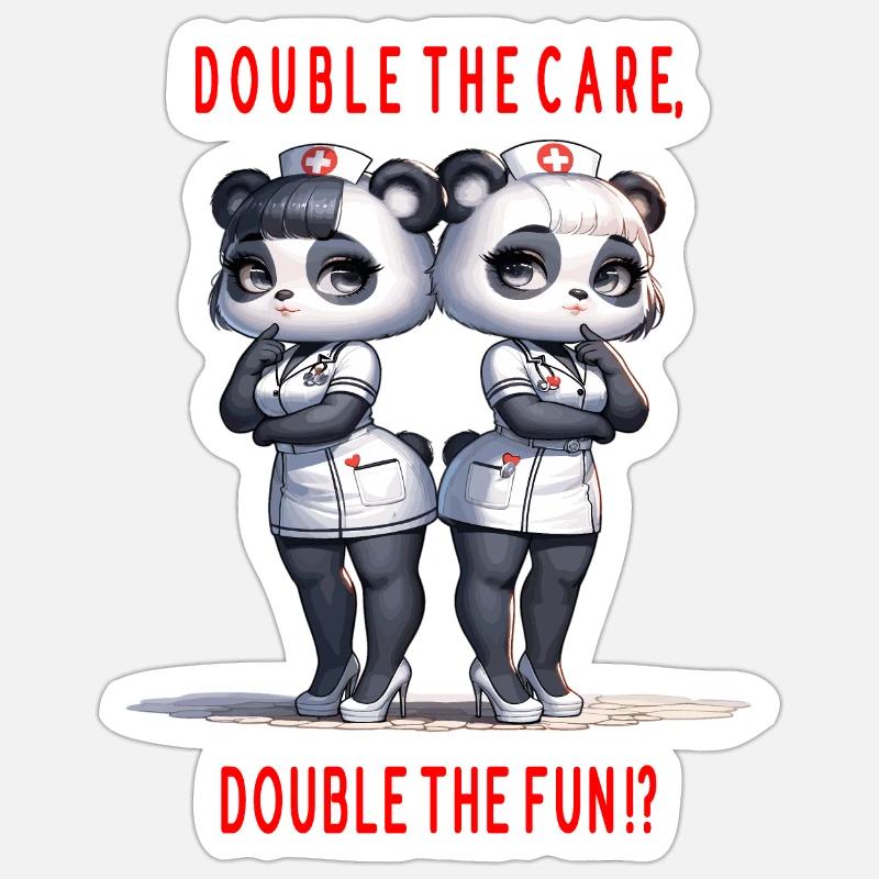 Panda Nurses, deux fois plus de soins, deux fois plus de plaisir Sticker taille S (10 x 10 cm)