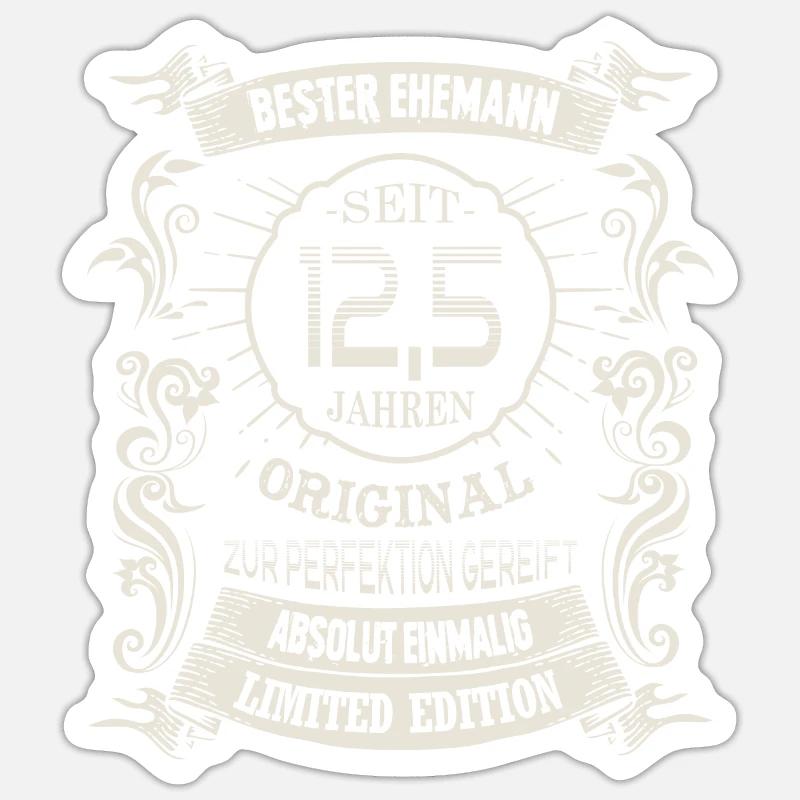 Seit 12,5 Jahren Ehemann Petersilienhochzeit Ehe - Sticker Größe S (10 x 10 cm) - Mattweiß