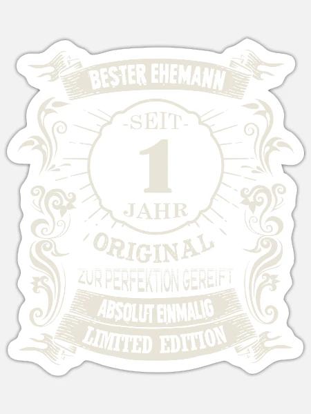 1 Hochzeitstag Ehemann Seit 1 Jahr Papierhochzeit - Sticker Größe S (10 x 10 cm) - Mattweiß
