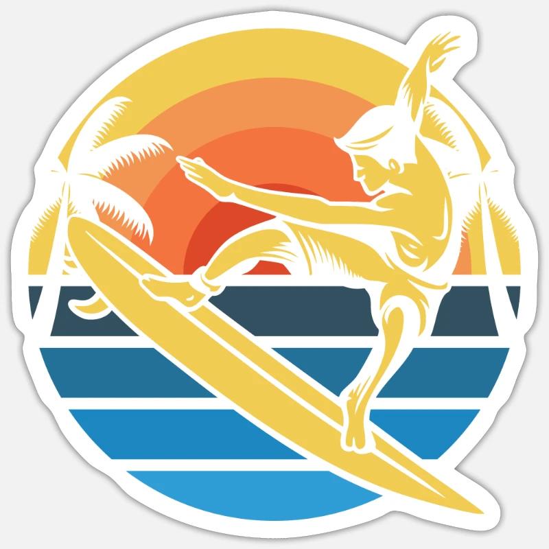 Surfeur Surf - Sticker taille S (10 x 10 cm) - blanc mat