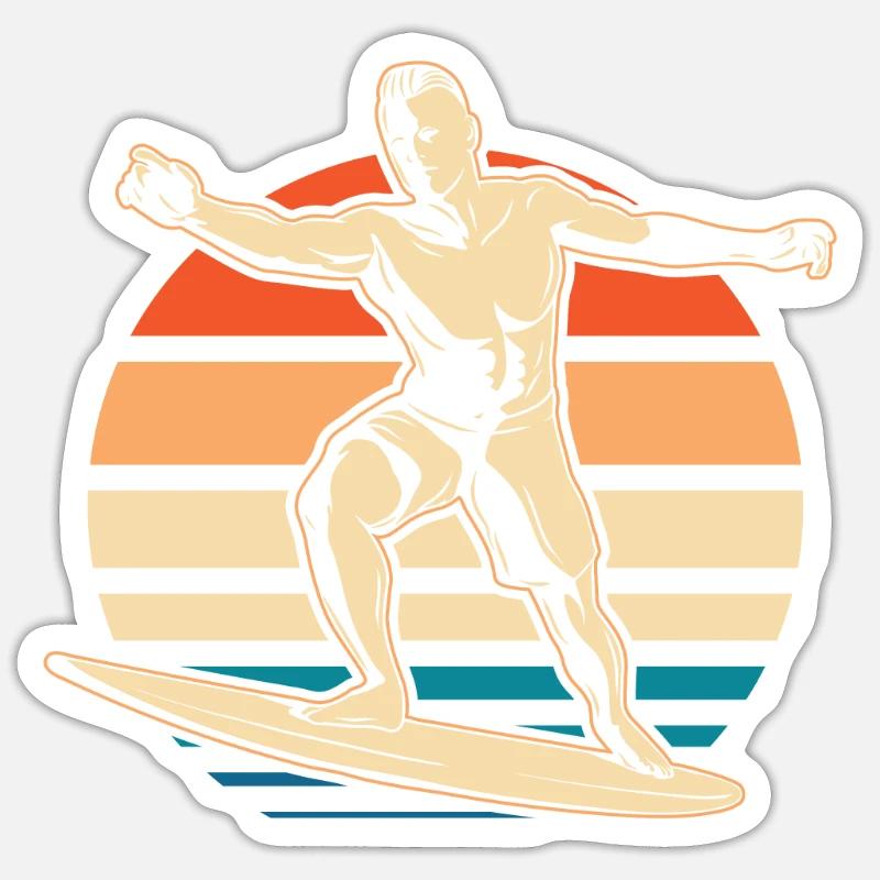 Surfeur Surf - Sticker taille S (10 x 10 cm) - blanc mat