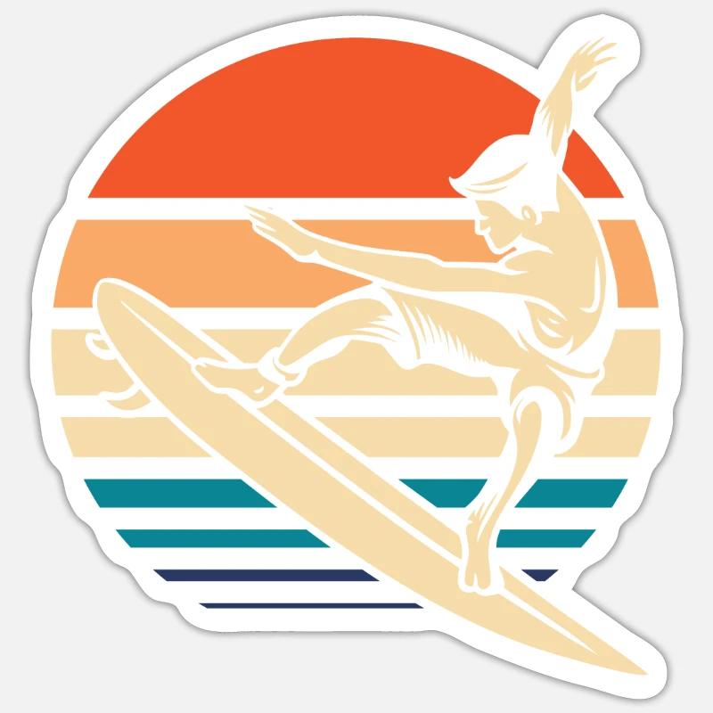 Surfeur Surf - Sticker taille S (10 x 10 cm) - blanc mat