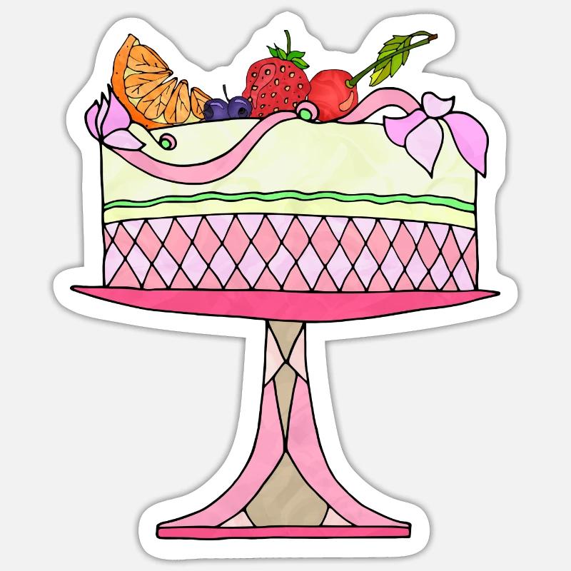 Kuchen - Sticker Größe S (10 x 10 cm) - Mattweiß
