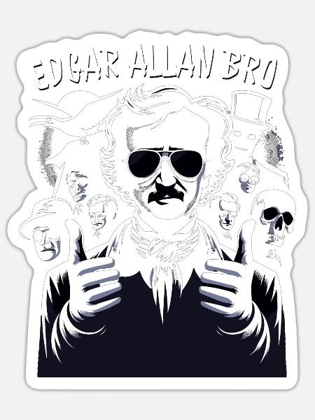 Edgar Allan Poe Fan, Klassische Literatur, - Sticker Größe S (10 x 10 cm) - Mattweiß