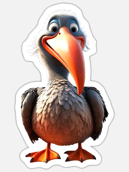 Pelikan Wasservogel Pelican Geschenk Süße Pelikane - Sticker Größe S (10 x 10 cm) - Mattweiß