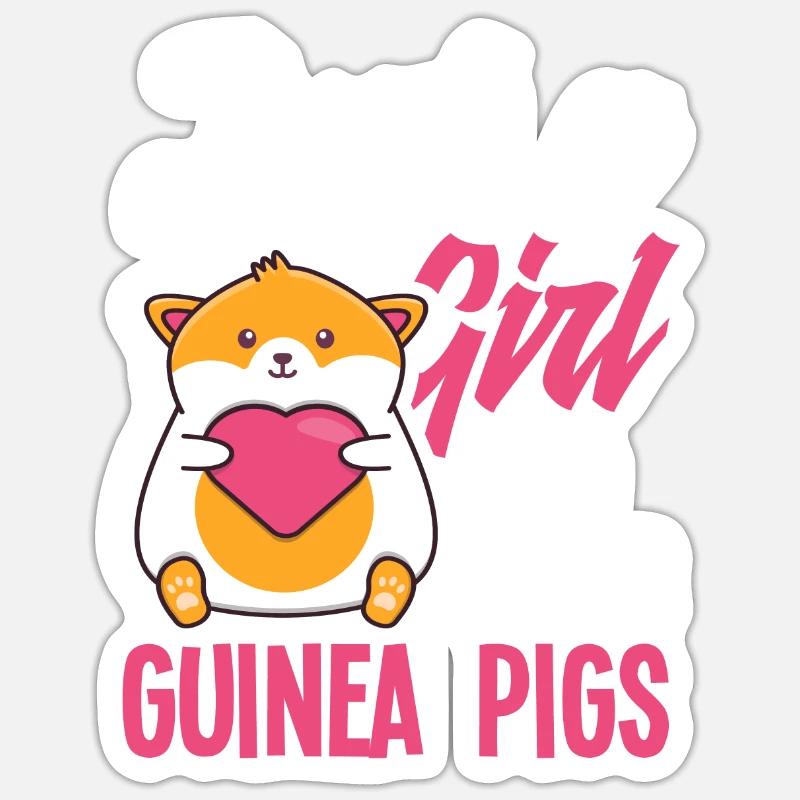 Cochon d’Inde Fille - Sticker taille S (10 x 10 cm) - blanc mat